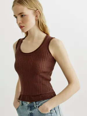 Топ SELA в рубчик, коричневый, арт. 43757