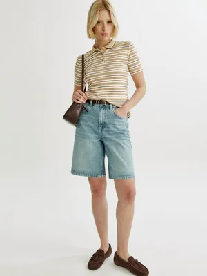 Джинсовые шорты бермуды SELA, голубой, арт. 43808