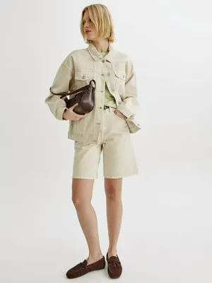 Джинсовые шорты Sela Бермуды, бежевый, арт. 43819