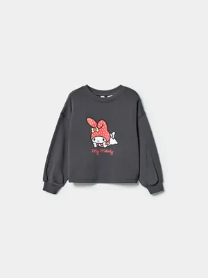 Свитшот Sela оверсайз с принтом Hello Kitty My Melody, серый, арт. 43833