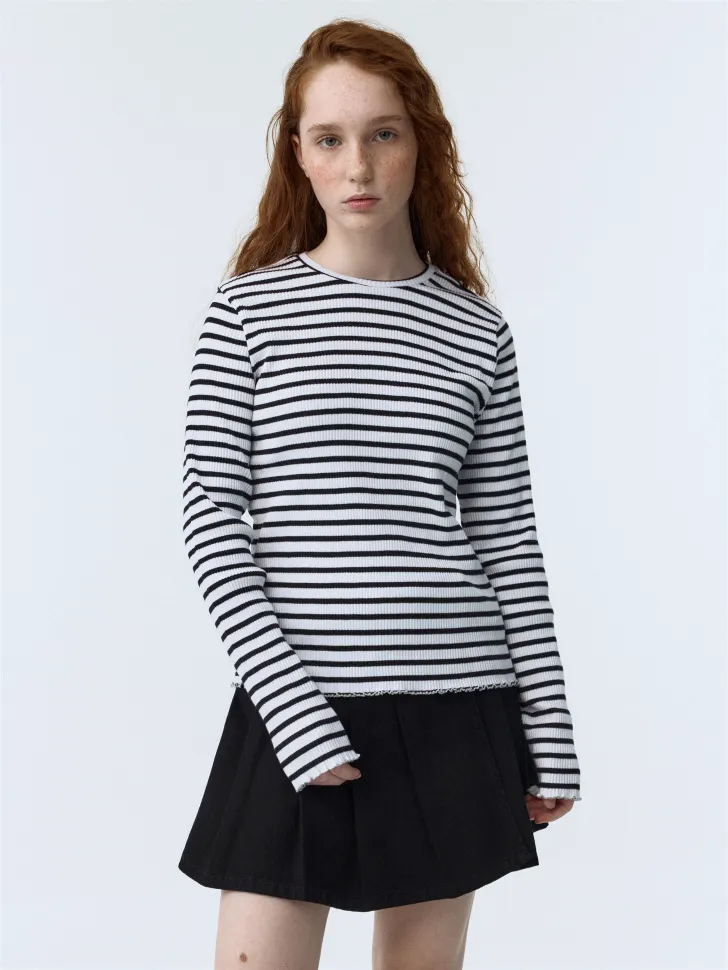 Трикотажный лонгслив в рубчик для девочек, разноцветный, арт. 4384