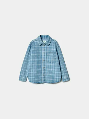 Джинсовая рубашка Sela в клетку детская, голубой, арт. 43841