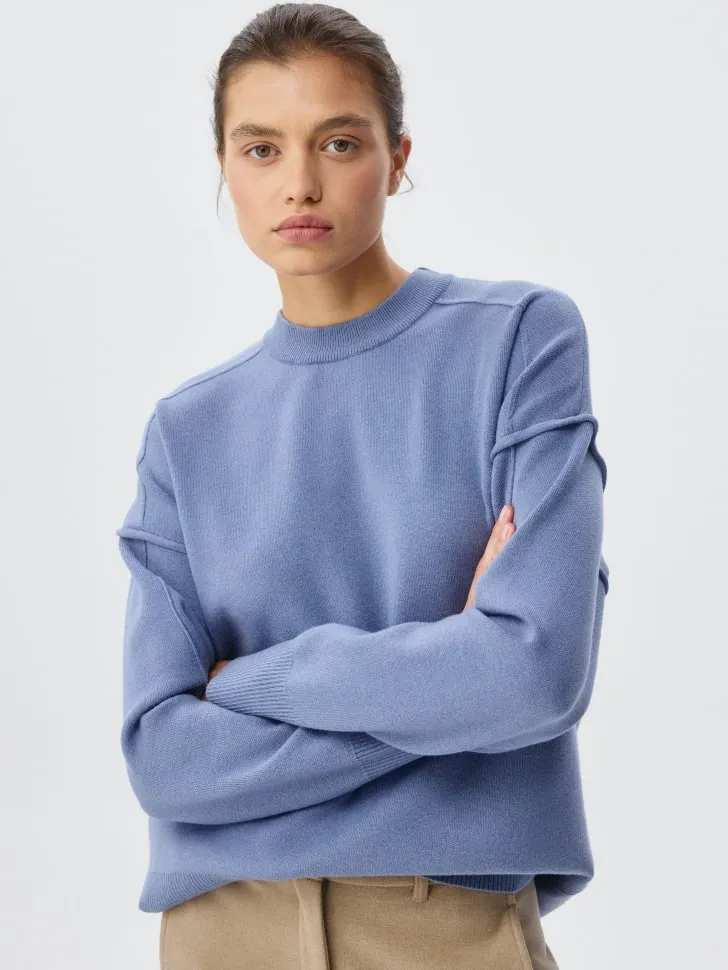 Вязаный джемпер оверсайз, голубой, арт. 4385