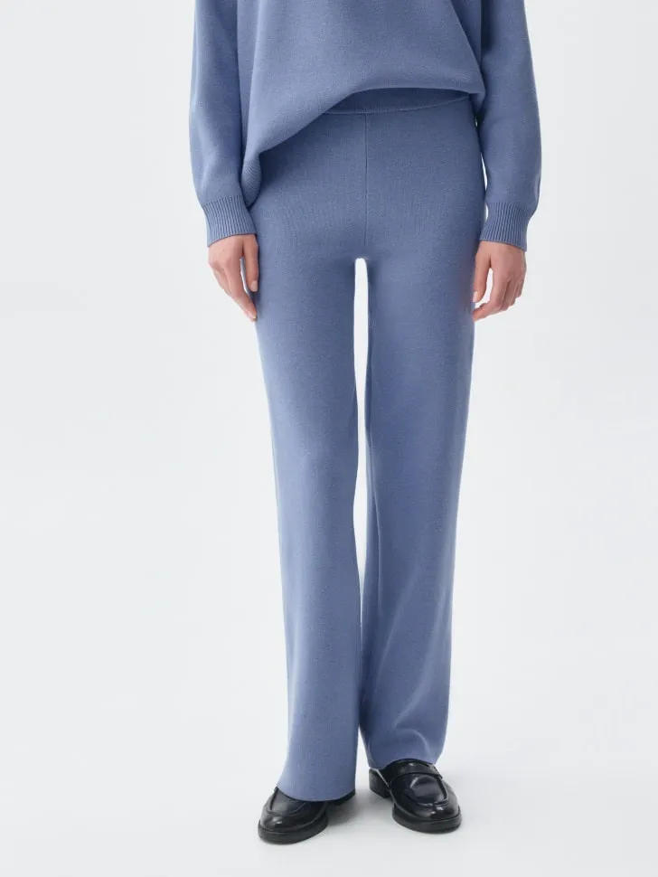 Прямые вязаные брюки, синий, арт. 4387