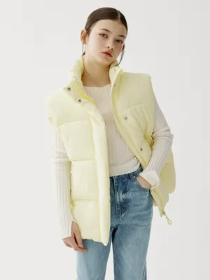 Демисезонный стеганый жилет Sela для девочек, желтый, арт. 43923