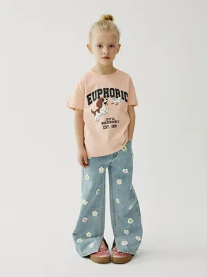 Широкие джинсы Sela с вышивкой, голубой, арт. 43945