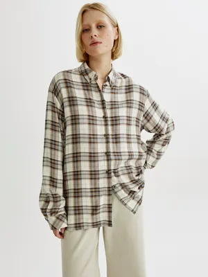 Рубашка фланелевая SELA в клетку оверсайз, разноцветный, арт. 43957