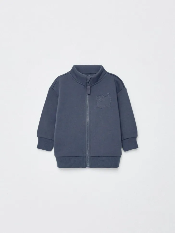 Толстовка с воротником-стойкой для малышей, синий, арт. 4396