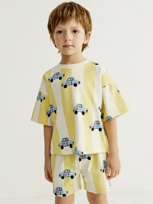 Пижама Sela с принтом машинки для мальчиков, разноцветный, арт. 43961