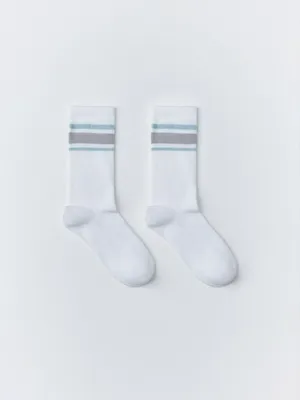 Высокие носки в рубчик, белый, арт. 4407