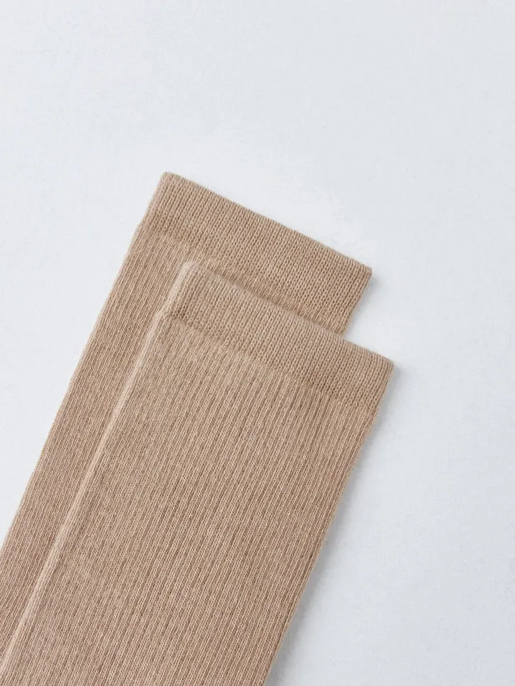 Высокие носки в рубчик, бежевый, арт. 4429