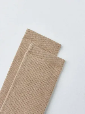 Высокие носки в рубчик, бежевый, арт. 4429
