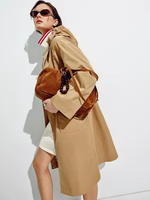 Плащ SELA оверсайз с капюшоном, бежевый, арт. 44295