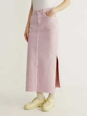 Джинсовая юбка макси SELA с боковыми разрезами, фиолетовый, арт. 44301