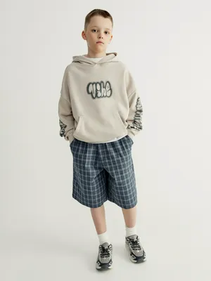 Бриджи Sela в клетку для мальчиков, синий, арт. 44303