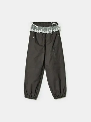 Твиловые брюки Sela с кружевной оборкой, серый, арт. 44305