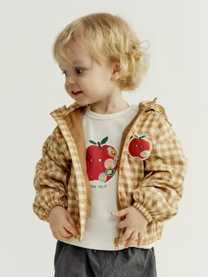 Ветровка Sela в клетку с аппликацией, бежевый, арт. 44306