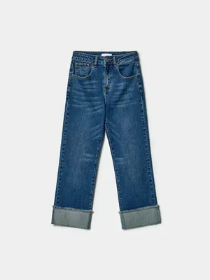 Джинсы SELA Young прямые с подворотом, синий, арт. 44315