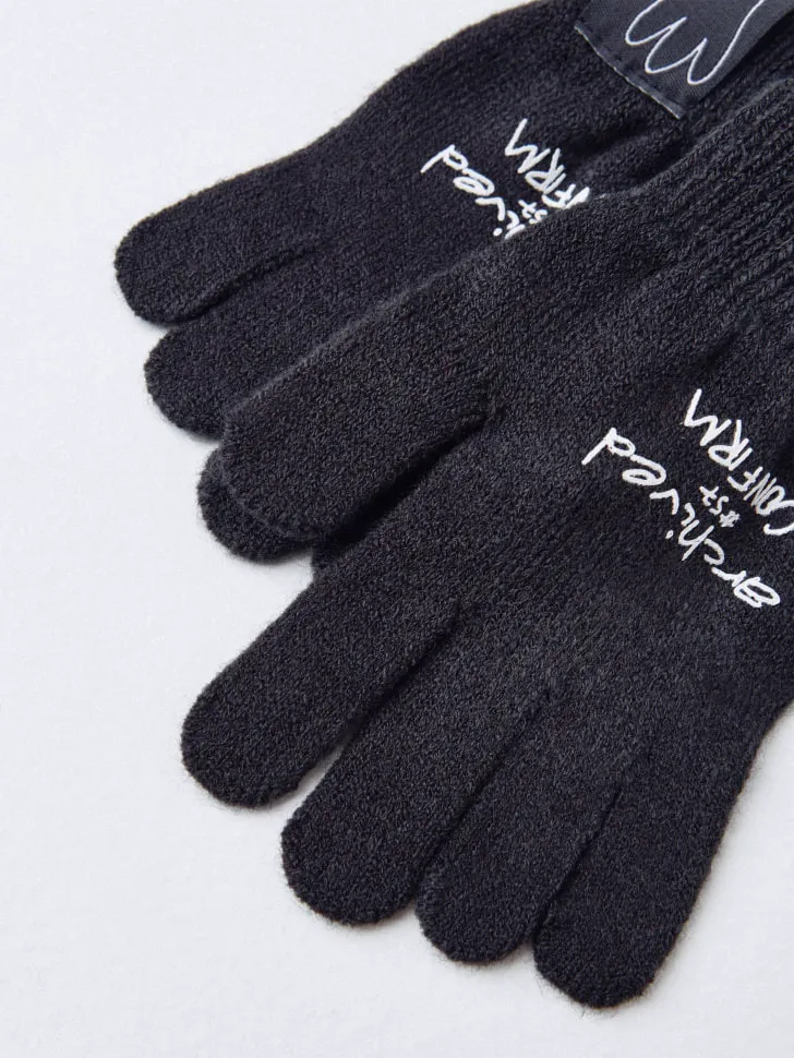 Перчатки с принтом для мальчиков, черный, арт. 4437