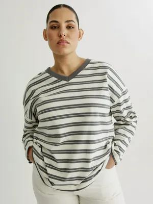 Лонгслив SELA Анна оверсайз в полоску, разноцветный, арт. 44397