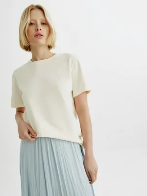 Футболка SELA оверсайз с отстрочками, бежевый, арт. 44404