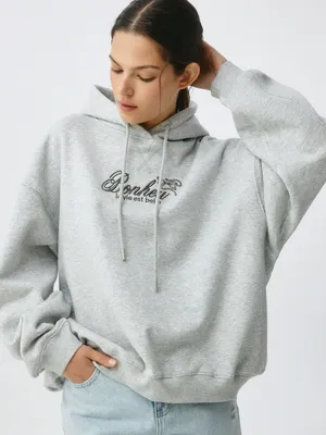 Худи оверсайз с вышивкой, серый, арт. 4441