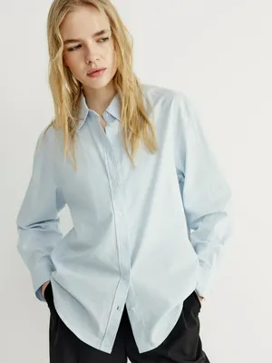 Рубашка Sela в полоску из оксфорда, голубой, арт. 44410