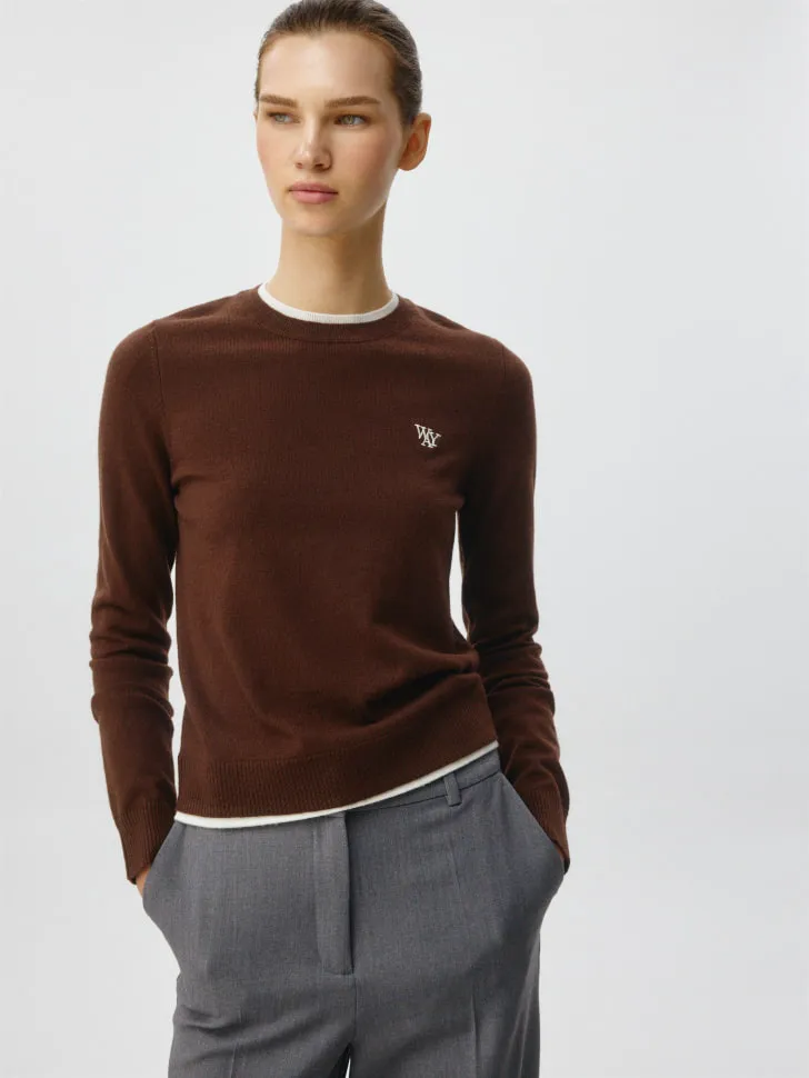 Базовый джемпер с содержанием шерсти, коричневый, арт. 4443