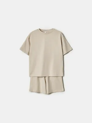 Комплект из футболки и шорт SELA для мальчиков, бежевый, арт. 44446