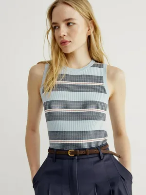 Вязаный топ SELA в полоску, разноцветный, арт. 44452