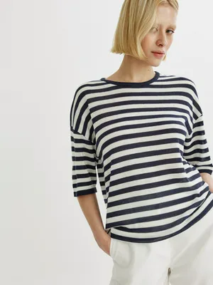 Джемпер SELA оверсайз в полоску, разноцветный, арт. 44453