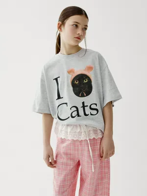 Футболка Sela оверсайз с принтом, серый, арт. 44467