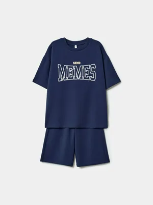 SELA Комплект футболка и шорты для мальчиков, синий, арт. 44471