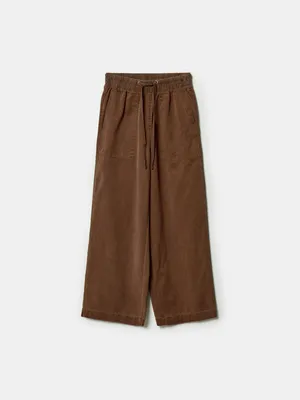 Укороченные широкие брюки SELA, коричневый, арт. 44476