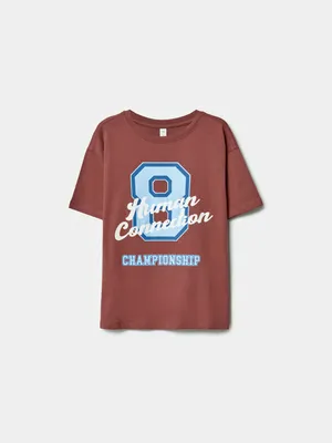 Футболка оверсайз SELA с принтом, коричневый, арт. 44497