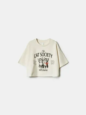 Футболка Sela укороченная для девочек, бежевый, арт. 44500