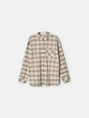 Рубашка Sela оверсайз в клетку, бежевый, арт. 44516