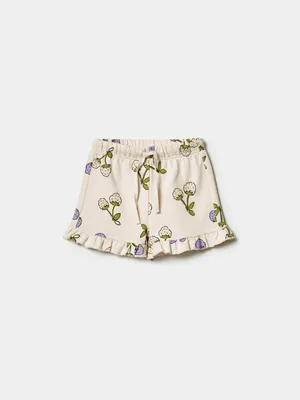 Шорты SELA Трикотажные с принтом для девочек, бежевый, арт. 44521