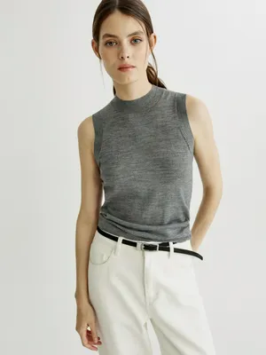 Вязаный топ из шерсти SELA, серый, арт. 44524