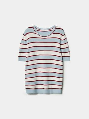 Вязаный джемпер Sela с коротким рукавом в полоску, разноцветный, арт. 44528