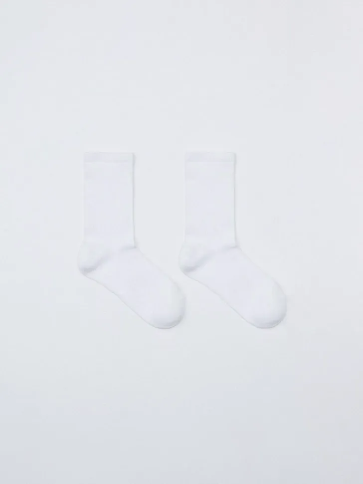 Высокие носки в рубчик, белый, арт. 4453