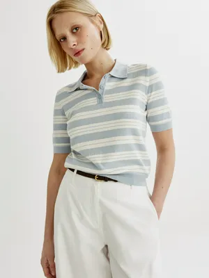 Вязаный джемпер поло SELA, разноцветный, арт. 44545