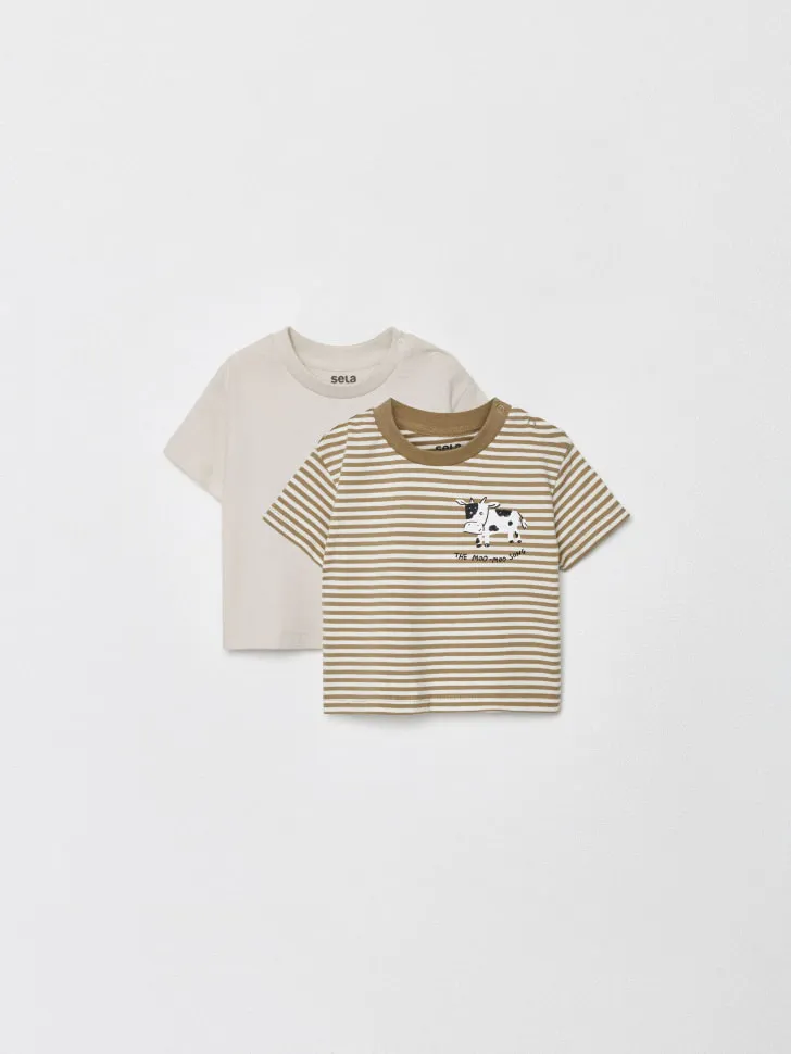 Набор из 2 футболок для малышей, разноцветный, арт. 4466