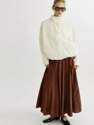 Юбка SELA миди из жатой ткани, коричневый, арт. 44679