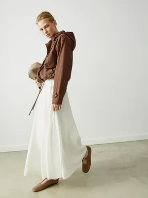 Юбка миди SELA с клиньями из жатой ткани, белый, арт. 44693