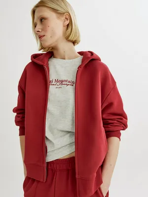 Худи Sela оверсайз на молнии, бордовый, арт. 44703