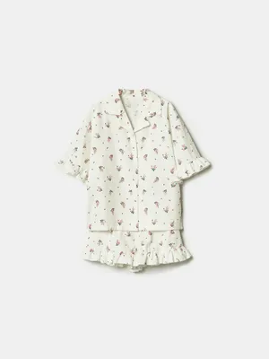 Пижама SELA с рубашкой и шортами из хлопка, белый, арт. 44706