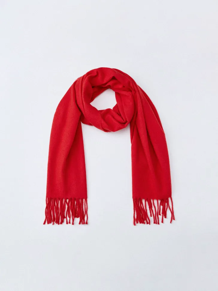 Однотонный шарф с бахромой, красный, арт. 4471