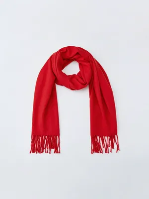Однотонный шарф с бахромой, красный, арт. 4471