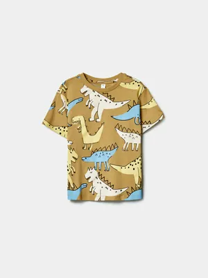 Футболка SELA с принтом Динозавры для мальчиков, желтый, арт. 44718